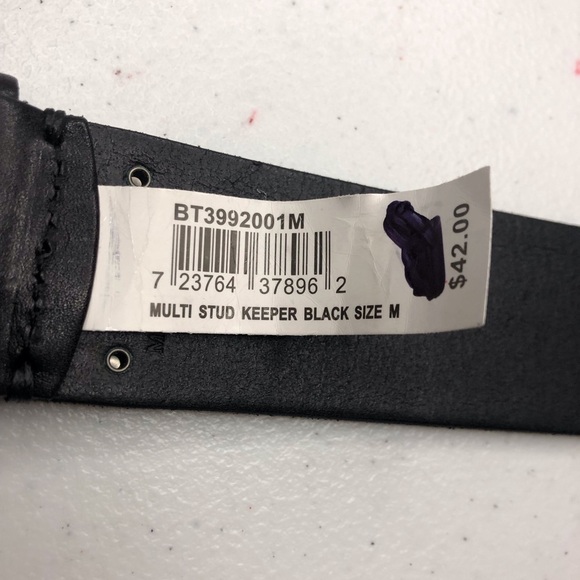NWT Fossil Womens Multi Stud Keeper Black Leather Belt with Silver Buckle Med - Picture 5 of 6